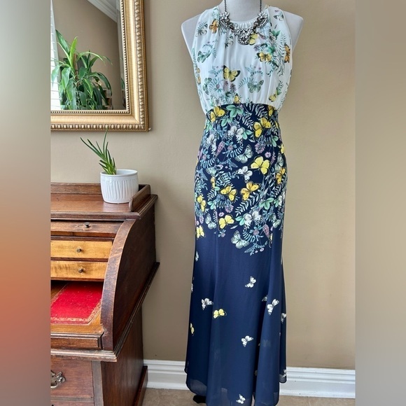Anthropologie Erin Fetherston Butterfly Garden Gown Sleeveless Mermaid Size 4 - Picture 4 of 13